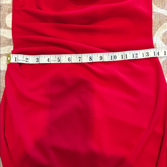 Xscape Red Ruffle Off-Shoulder Gown - - Picture 7 of 8